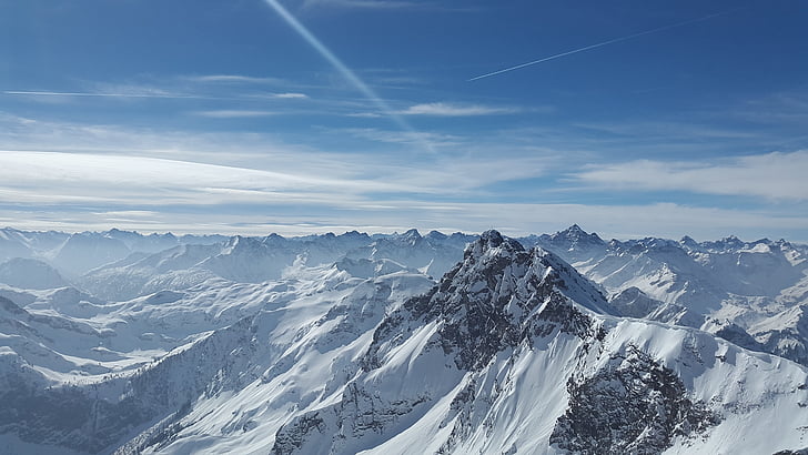 dobrodružstvo, Alpine, Nadmorská výška, Rakúsko, stúpanie, oblaky, za studena