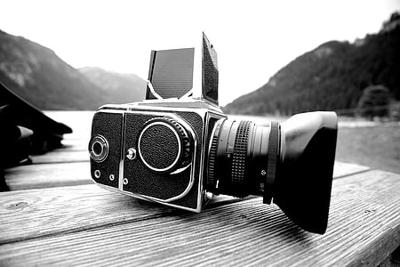 kamero, analogni, jezero, prsna bradavica, srednjega formata, film, Vintage