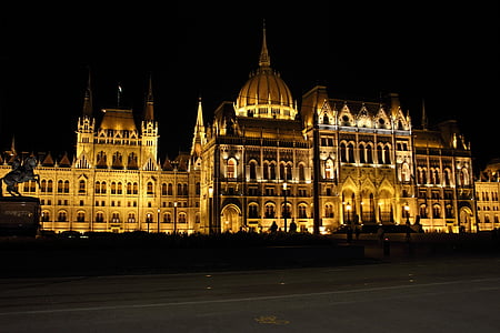 huis, nacht, Boedapest