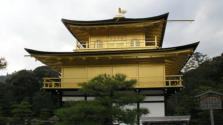 Japan, guld tempel, Kinkakuji temple, Kyoto