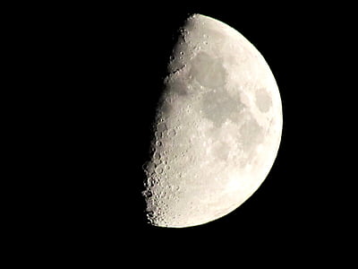 luna, polmesec, noč, krater, blizu, površino