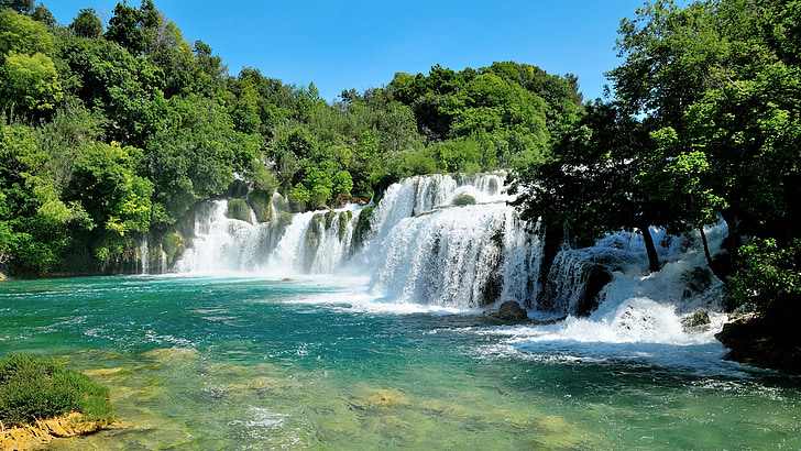 Krka, waterval, Kroatië, natuur, Park, rivier, reizen
