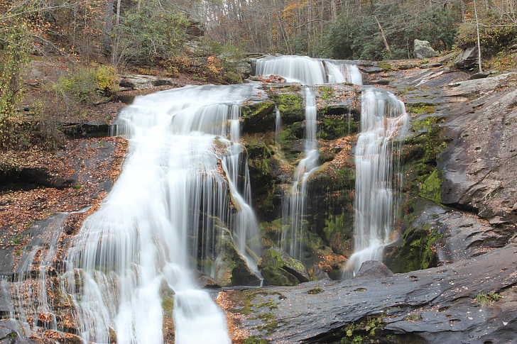 Wodospad, łysy river falls, Natura, upadek, jesień