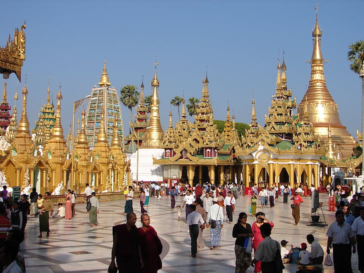 탑, schwedaggon, 버마, 불교, 아시아, 미얀마, 태국