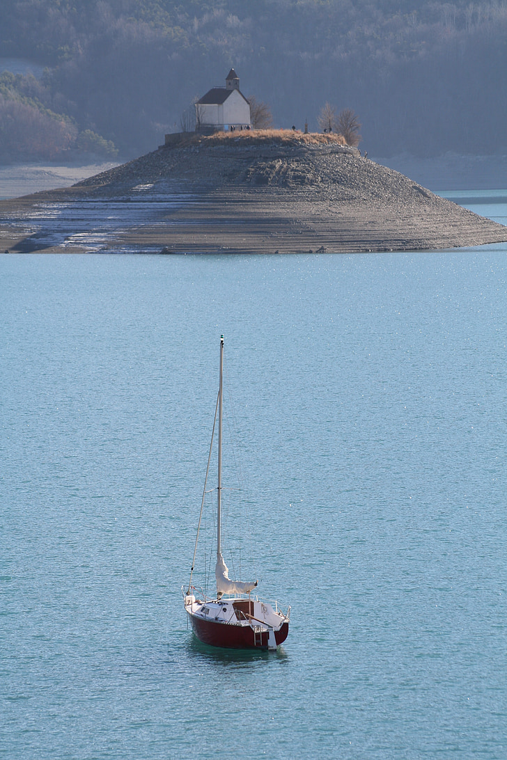 Serre ponçon, езеро, природата, лодка