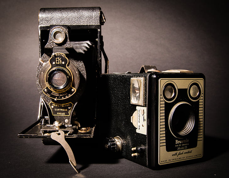 Vintage, Kameror, retro, gamla, Foto, fotografering, utrustning