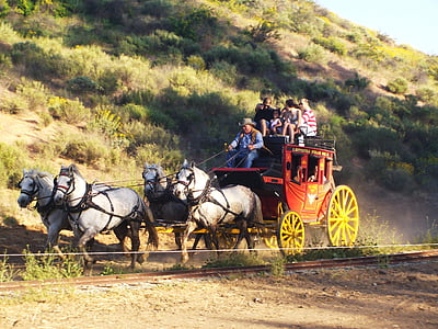 Stagecoach, Far west, Cow-Boys, chevaux, autocar, Wells fargo, l’Amérique