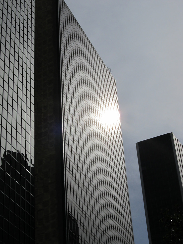 Dallas, skyskrapa, glasfasad, kontorsbyggnader, höghus, Downtown, Texas