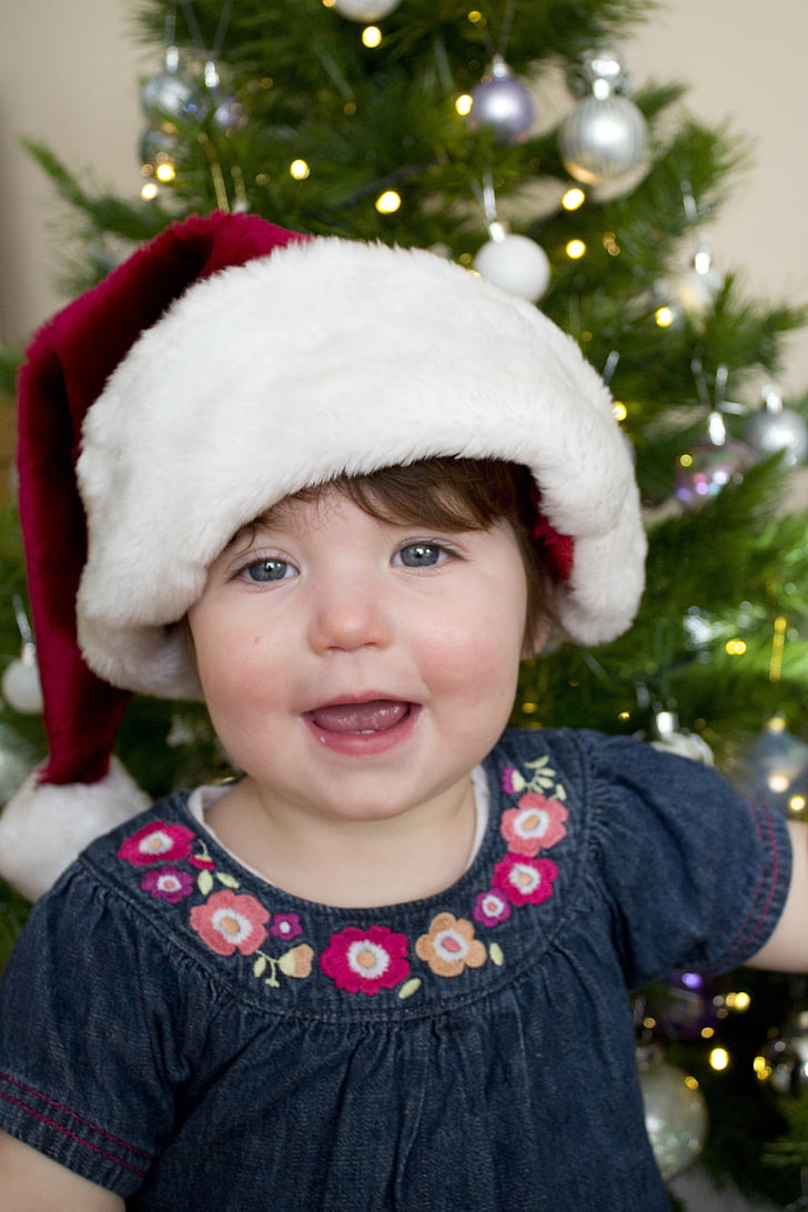 Χριστούγεννα, Κορίτσι, καπέλο Σάντα, Ευτυχισμένο, το παιδί, Νέοι, εποχιακές