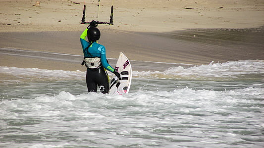 persona que practica surf kite, kite surf, activo, deporte, mujer, kiteboarding, kiteboard