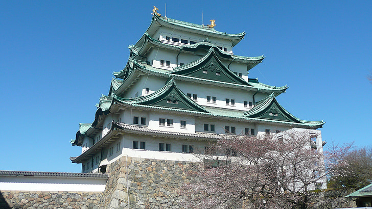Japāna, pils, orientieris, vēsturisko, arhitektūra, ēka, debesis