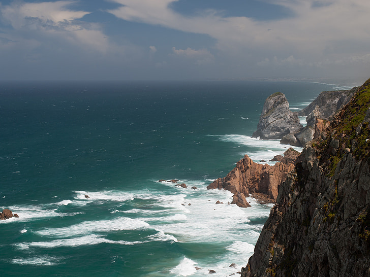 Szikla-fok, Portugália, sziklák, óceán, világítótorony, Cape, tenger
