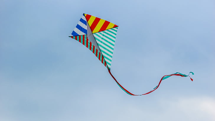 kite, fly, wind, fun, kite - Toy, flag, blue