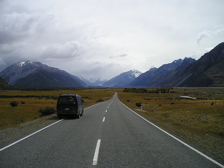new zealand, endless, road, loneliness