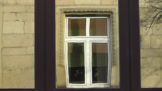 finestra, parete, costruzione, facciata, il mirroring, riflessione, vetro