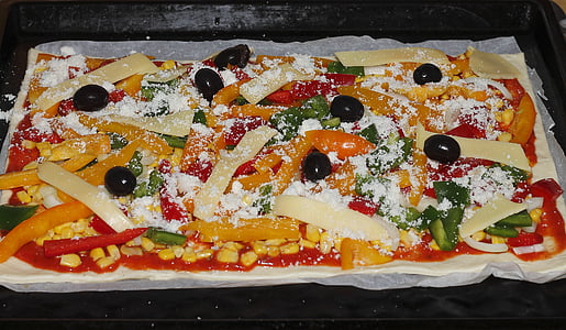 Pizza, juustu, oliivid, paprika, toidu, süüa, Pizza destillatsiooniseadmetest