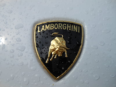 Lamborghini, Blanco, emblema de, logotipo, vehículo, automoción, lujo