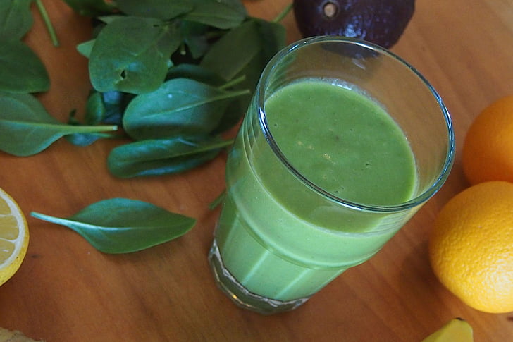 smoothie verde, bebida mista, suco de, frutas, produtos hortícolas, espinafre, substâncias vitais