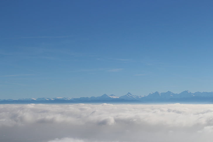 mare di nebbia, montagne, escursione, Panorama, tranquillità, natura, blu