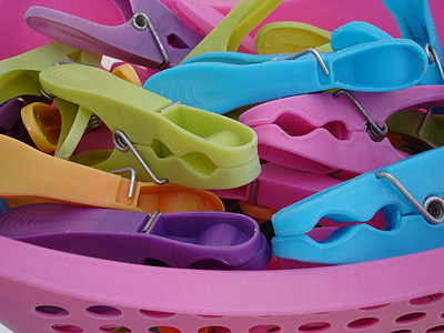 clothespins, 다채로운, 플라스틱, 세탁, 예산, 장비