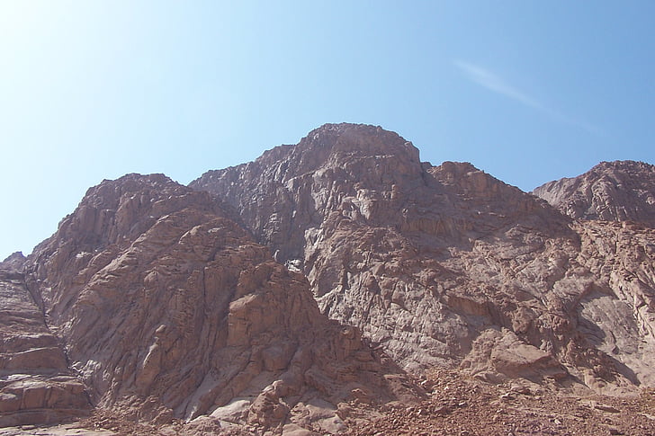 barna, hegyi, nézet, Mount Sinai, hegyek, sziklák, napsütés