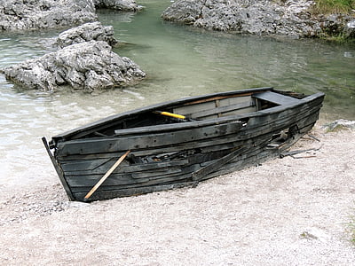 Boot, drewniane łódź, łódź wiosłowa, Plaża, wody, spalony, Jezioro