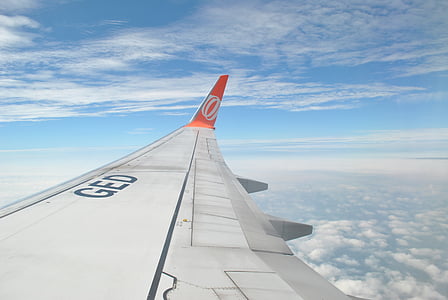 nuvens, asa, avião, viagens, nuvem - céu, céu, avião
