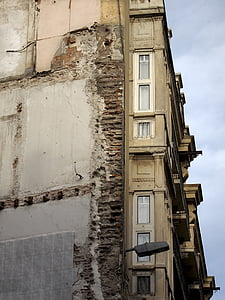 pastatas, griuvėsiai, senas, fasadas, seno pastato, plyta, sienos