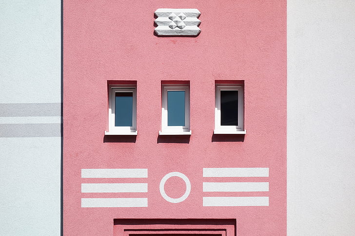 architecture, building, infrastructure, pink, wall, design