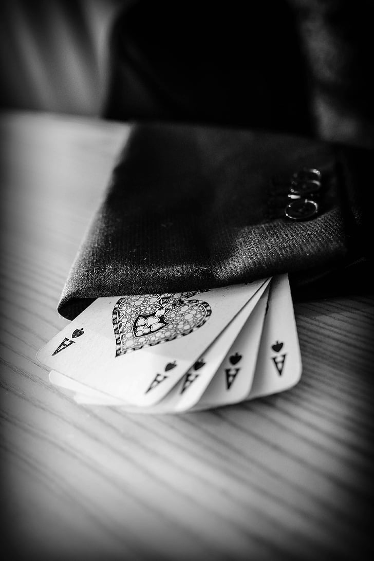 ACE, manchon, magicien, cartes, Poker, pique, veste