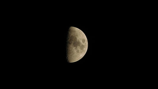 месец, половин месец, нощ, нощното небе, Луната, астрономия, пълнолуние
