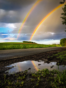 rainbow, thunderstorm, weather, sky, natural phenomenon, mood, nature