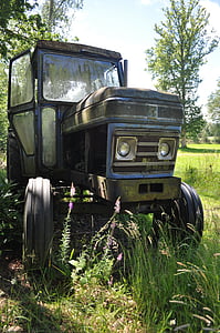 traktori, Vintage, Leyland, masinad, põllumajandus, maaelu stseen, talu