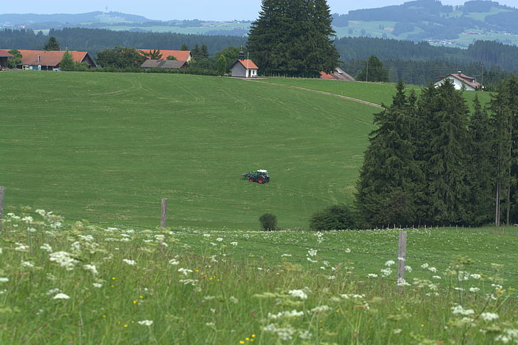 tractor, landscape, alpine, agriculture, nature, meadow, tractors