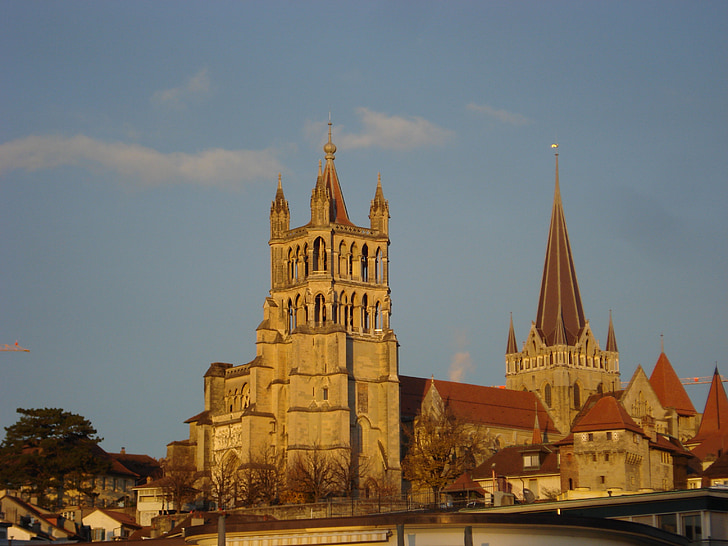 Lozanna, katedrālē, baznīca, Šveice, zvanu tornis
