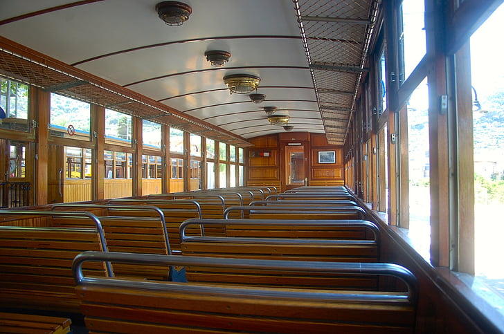 wagon, interior, train, zugfahrt, railway