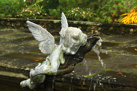 ightham, fountain, statue, water, beautiful, sculpture, historic