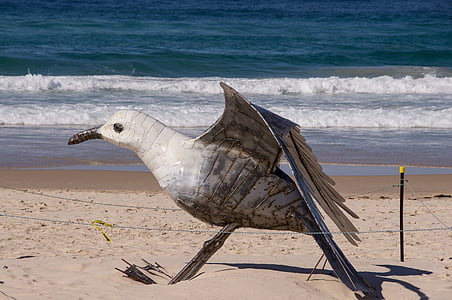 gull, seagull, large, model, sculpture, art, bird
