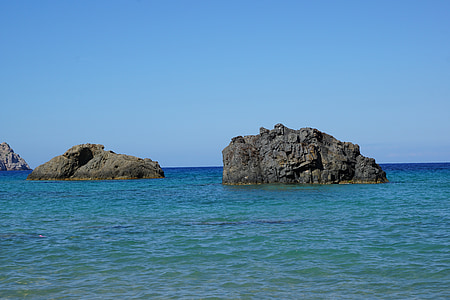 Ibiza, Pulau, laut, batu, boot, batu, air