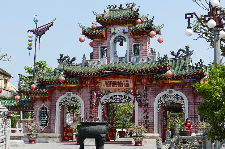Vietname, Ásia, Hoi um, Templo de, Chinês, Lampion, lanterna