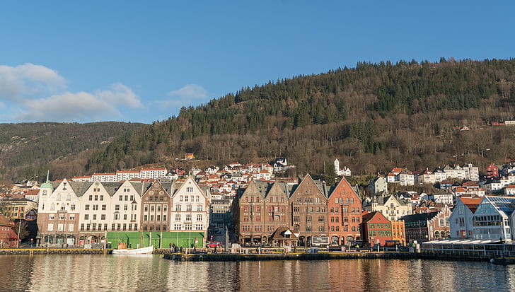 Bergen, Norvège, architecture, Harbor, eau, Bryggen, Scandinavie