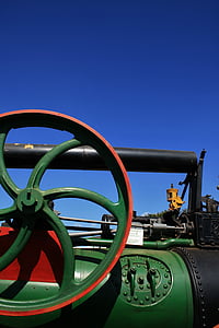 steam engine, engine, steam, part, green, red, wheel