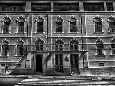 Santa maria, Brésil, bâtiment, façade, noir et blanc, HDR, architecture