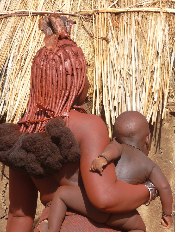himba, Namibia, África, huevo, el África subsahariana, indígenas, niño
