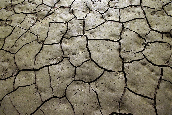 mud, drought, soil, cracks, clay, footprints, earth