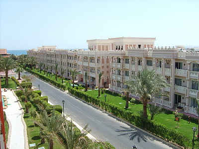 Egypten, Hotel, Street, Hurghada, heta, solen