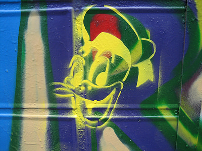 graffitti, arte de la calle, Donald, plantilla, mural, aerosol