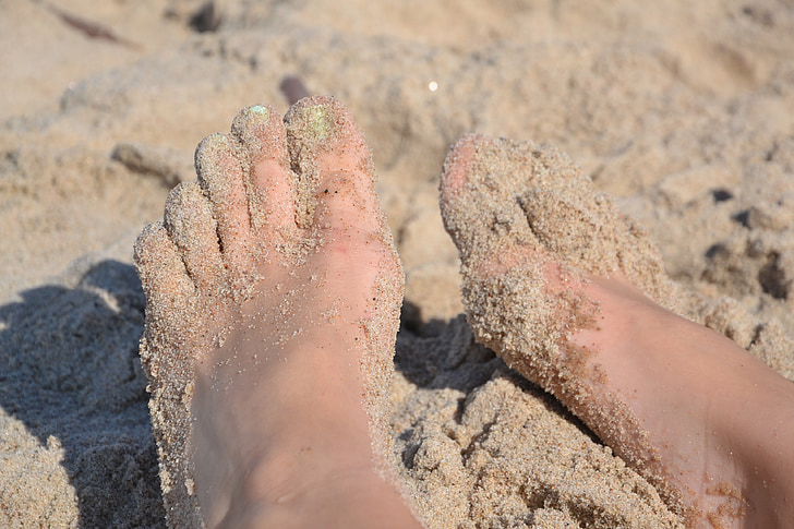 fötter, stranden, Sand, Östersjön, havet, sommar, vatten