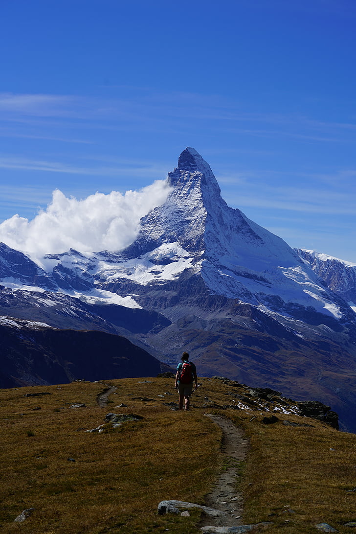Matterhorn, Hora, louka, pěší turistika, Zermatt, Švýcarsko, svátek