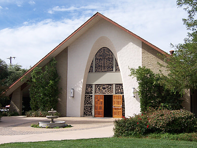 templom, Püspöki, kívül, építészet, ajtó, California